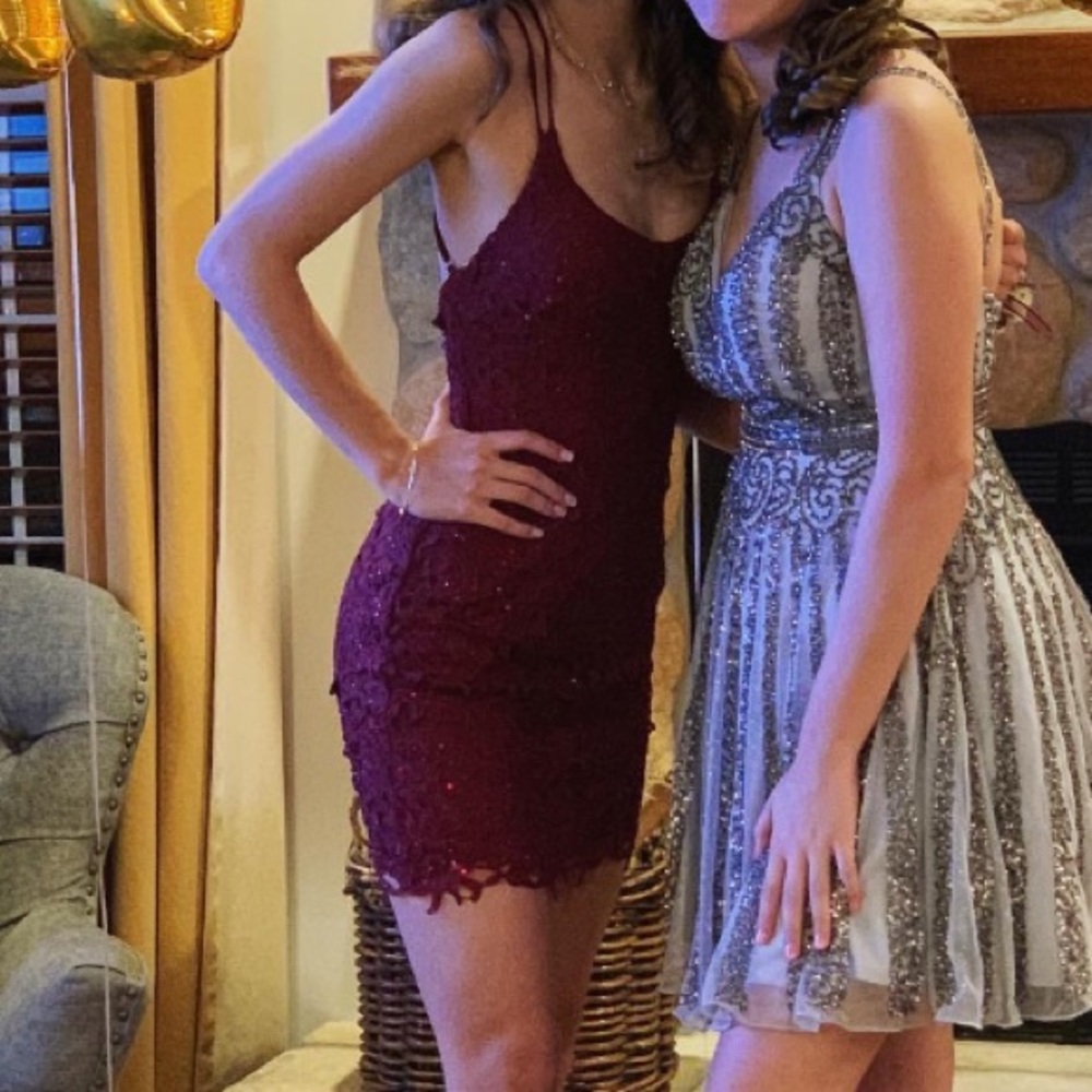 red tight floral dress